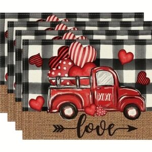 Valentine's Day Truck Placemats - Set of 4